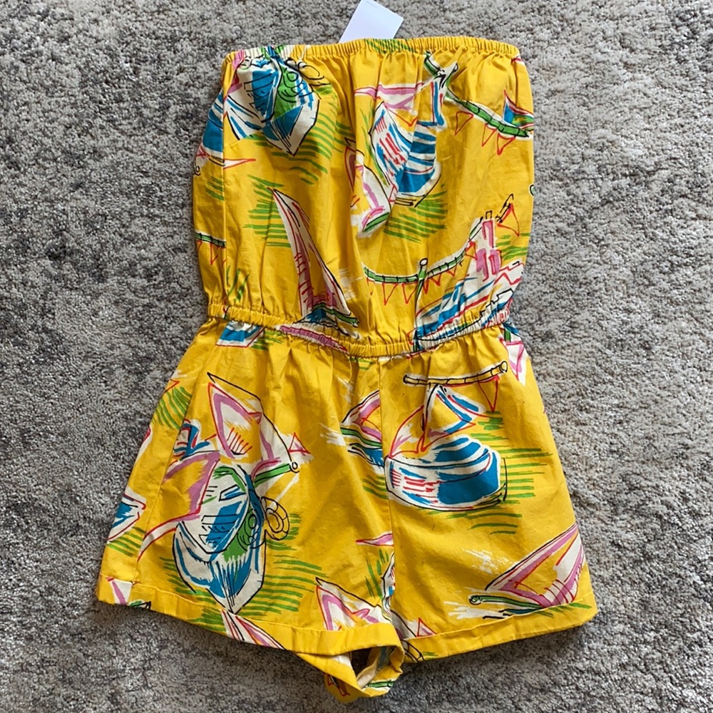 NWT Urban Outfitters Yellow Boating Romper Small
